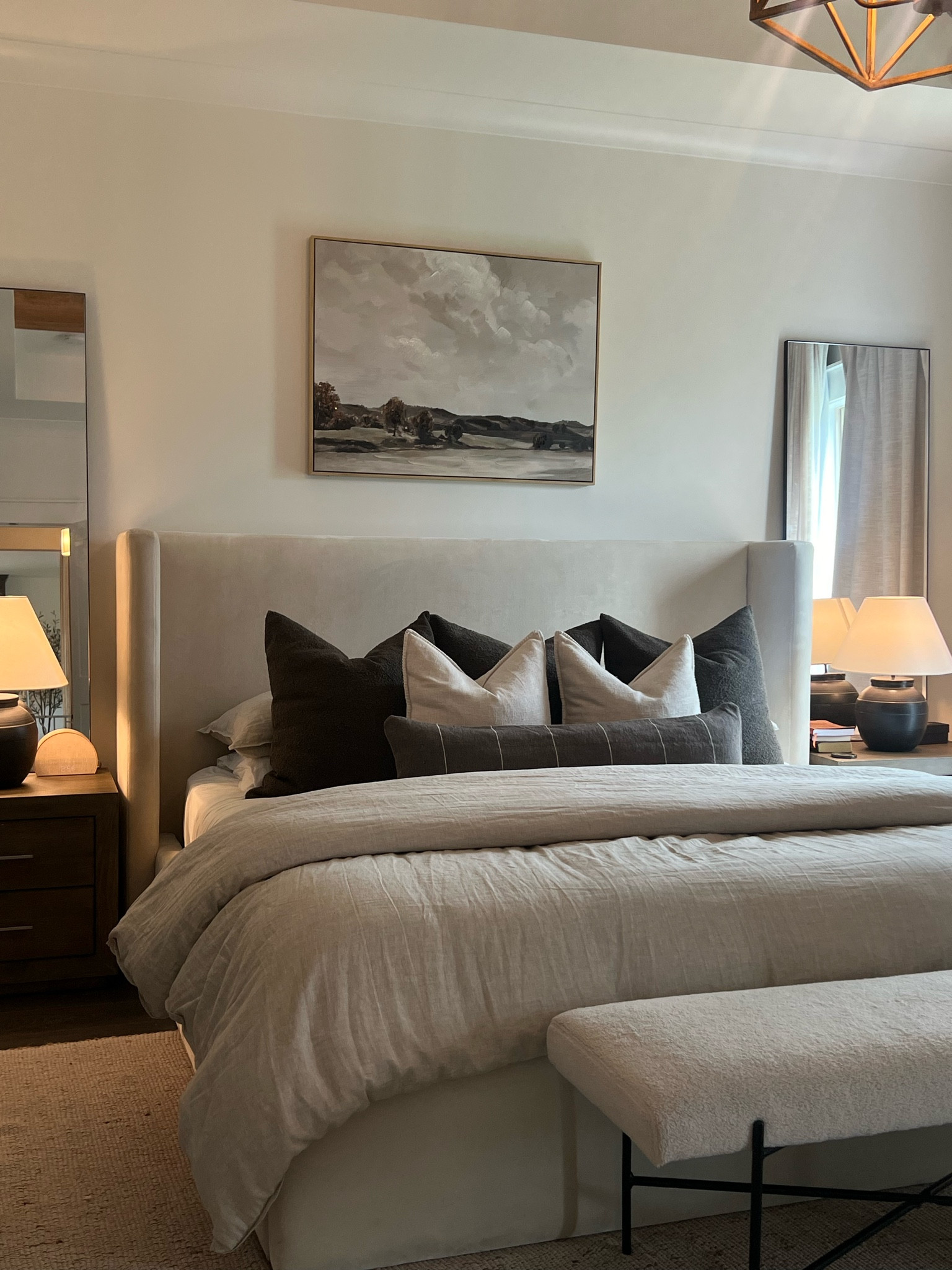 In love with how our bedroom has turned out! The only things not linked are the cream pillows (homegoods) and the mirrors are from Kirkland’s (24x58). We are ready for the fall 🍂 #bedroom #masterbedroom #cozybedroom #amazonpillows 

#LTKBump #LTKFamily #LTKHome