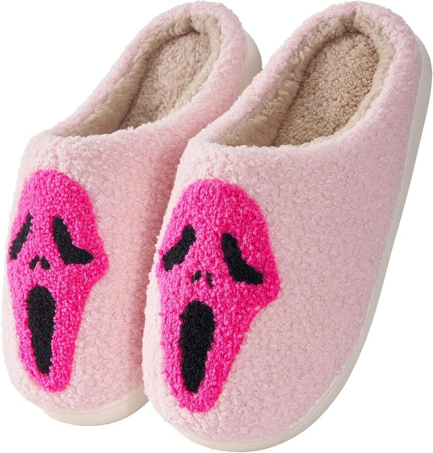 Halloween Slippers For Women Men Indoor House Bedroom Skeleton Goth Cute Home Skeleton Horror Bla... | Amazon (US)