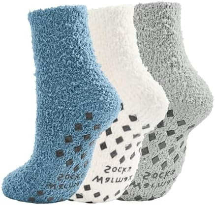 Zando Warm Fuzzy Socks with Grips Grippy Hospital Socks-Gripper Slipper No Slip Anti Slip for Hom... | Amazon (US)
