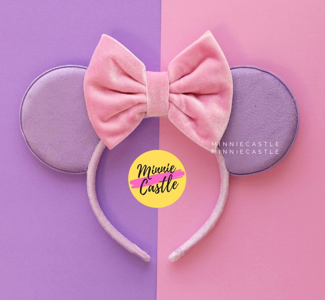 Minnie Ears Mickey Ears Disney Ears Pink Velvet Bow Minnie - Etsy | Etsy (US)