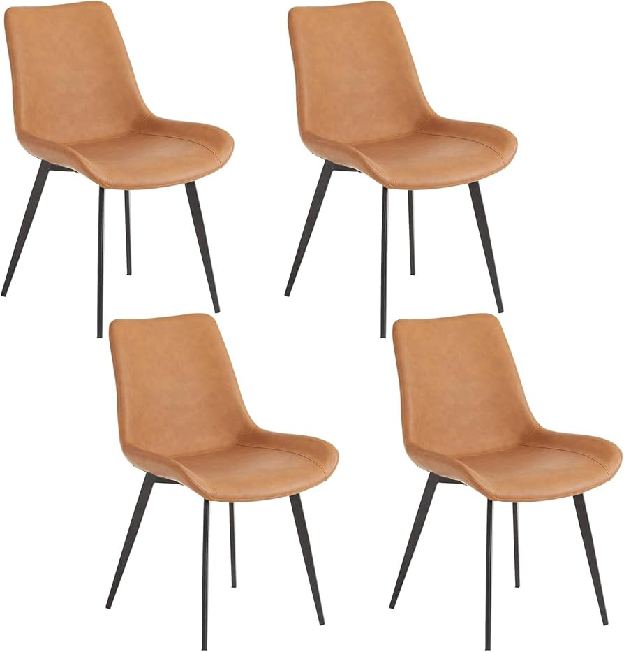 4pcs Dining Bistro Cafe Coffee Chair PU Iron Pipe Kitchen Side Chairs Vintage Kitchen armless Cha... | Amazon (US)