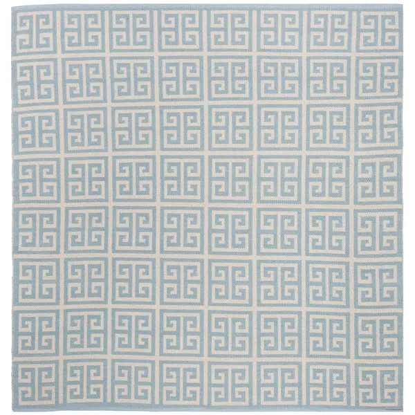SAFAVIEH Handmade Flatweave Montauk Nahlah Casual Cotton Rug - 6' x 6' Square - Light Blue/Ivory | Bed Bath & Beyond