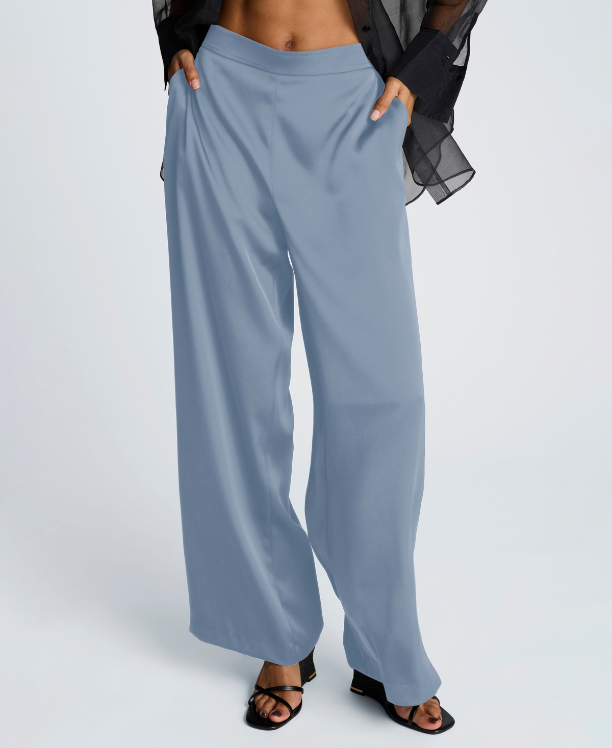 Kenneth Cole Women's Satin Wide Leg Pants - Blue Dawn | Macy's
