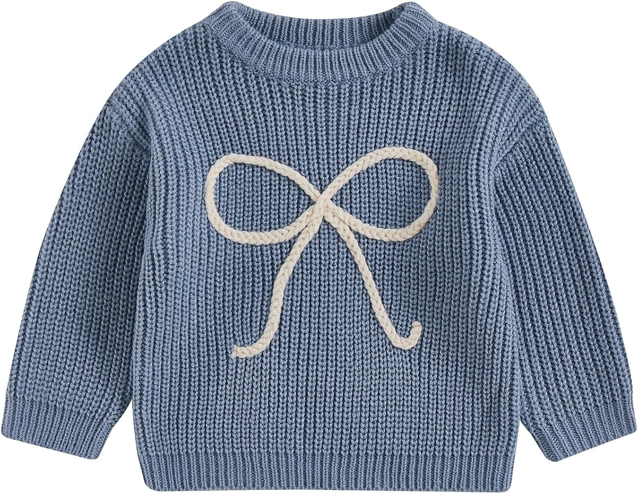 Infant Newborn Baby Girl Cute Long Sleeve Bow Embroidery Chunky Knitted Sweater Toddler Fall Wint... | Amazon (US)