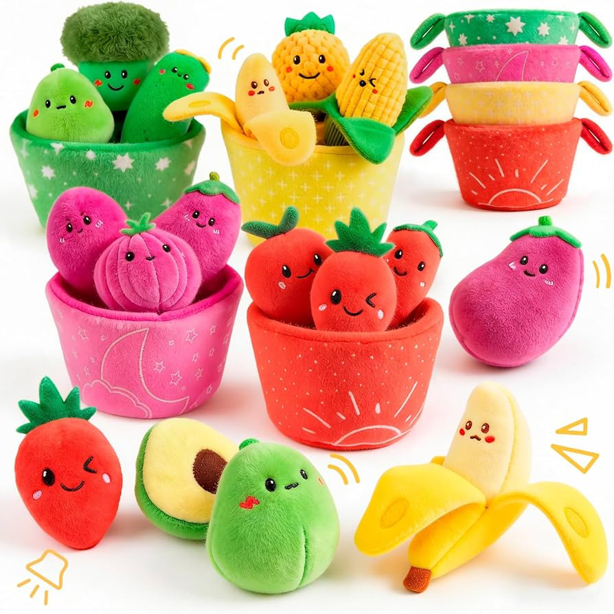 Baby Toys 6–12 Months, 16PCS My First Fruit Vegetable Sensory Toys for Babies Infants, Color So... | Amazon (US)