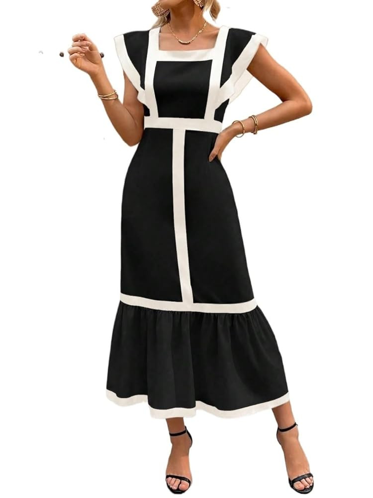 2025 Women Summer Long Maxi Dresses Women High Neck Embroidered Long Dress Fashion Outfits | Amazon (US)