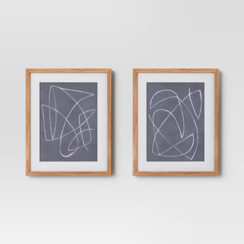 2pk 16" x 20" Modern Scribble Framed Under Glass Wall Poster Print Blue - Threshold™ | Target