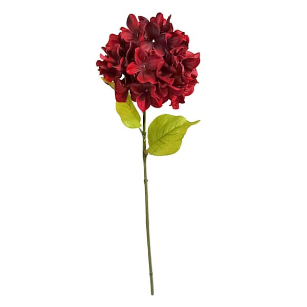 Burgundy Hydrangea Stem, 28.5", Red, Fabric, sold by At Home | At Home