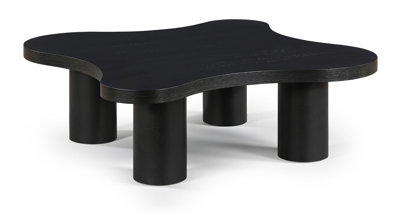 Cove Oak Veneer and Solid Wood Coffee Table In Black | 1stopbedrooms