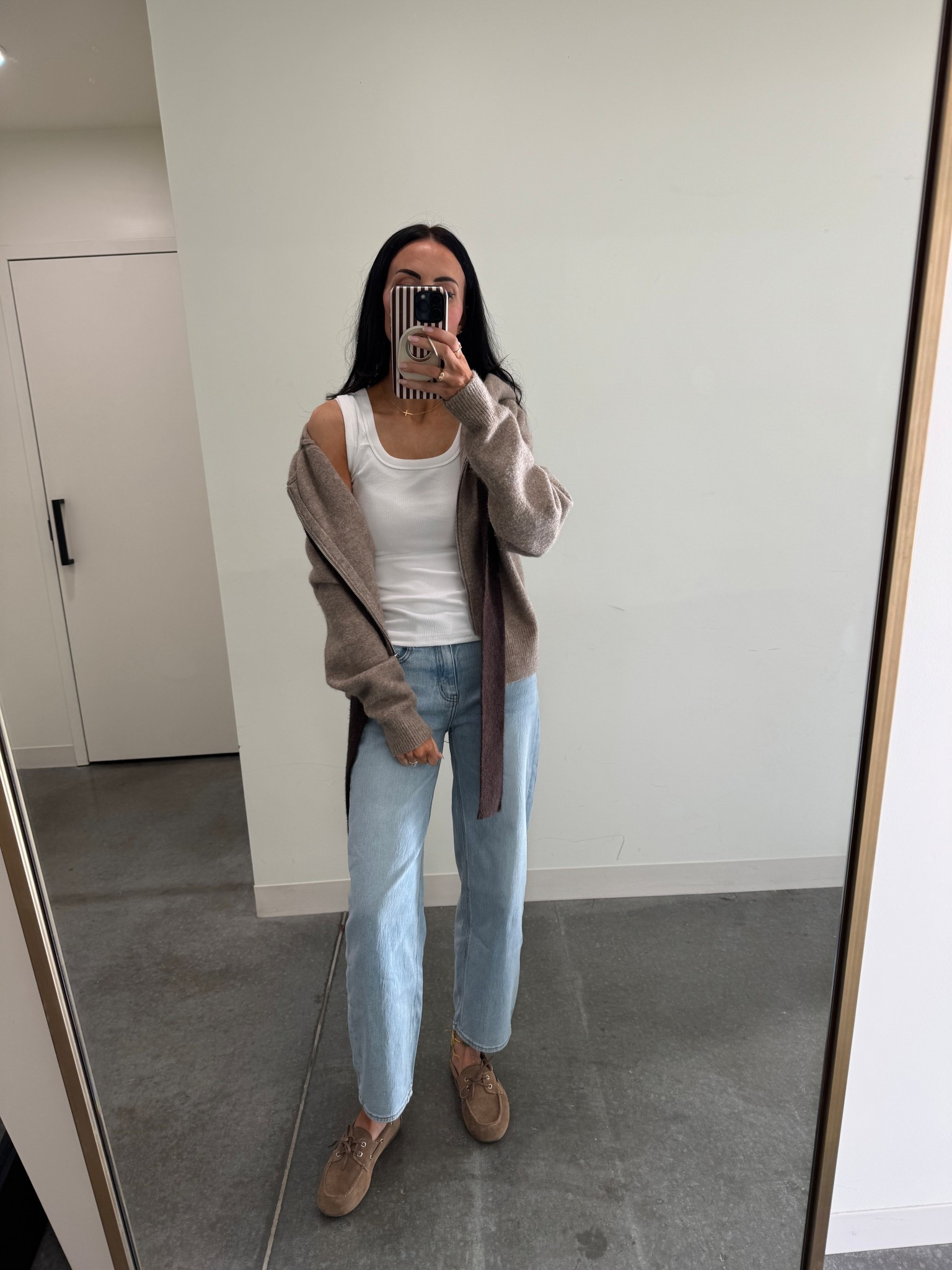 The perfect white tank and barrel jeans ($50) 