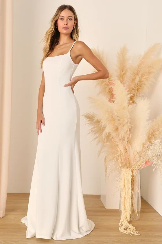 Blessed Romance White Sleeveless Button Back Mermaid Maxi Dress | Lulus (US)