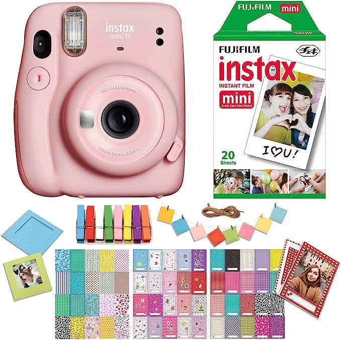 Fujifilm Instax Mini 11 Blush Pink Instant Camera with Twin Pack Instant Film, Ritz Gear Frame St... | Amazon (US)
