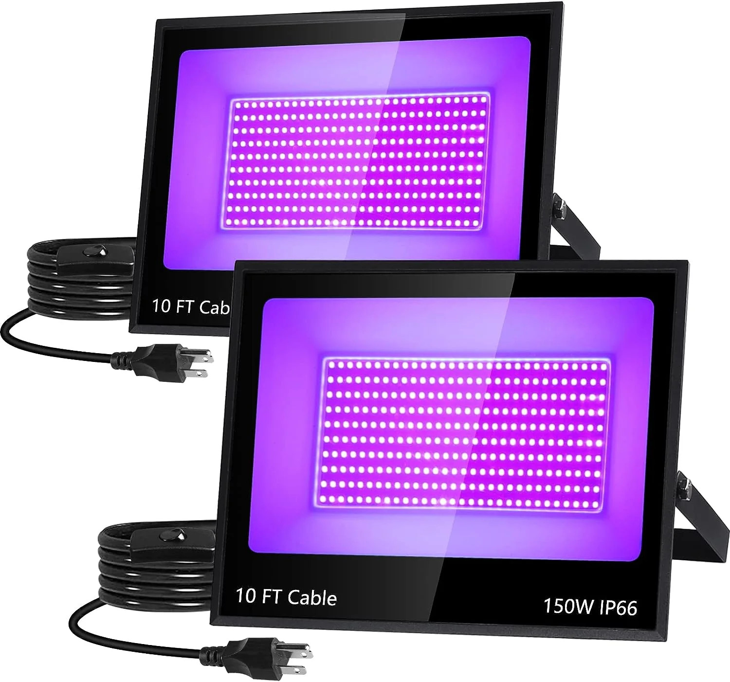 IP66 150W Blacklight Floodlight with 10ft Cable, Waterproof LED Black Light Flood Light with Swit... | Walmart (US)