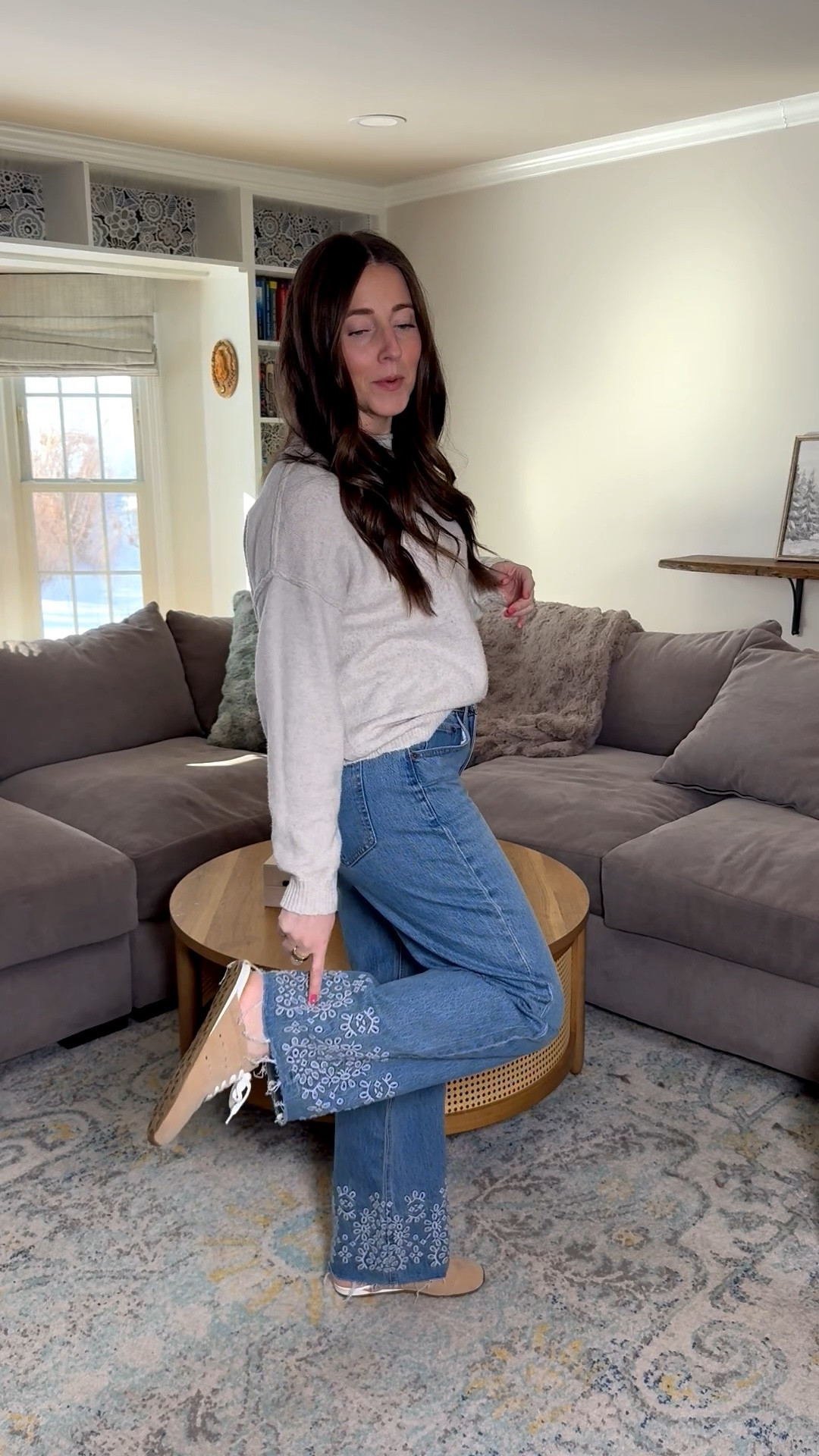 These jeans are so good 🙌 currently on sale & you can get an extra 15% off with code DENIMAF 

jeans - sized up 
Sweater - true size (use code LAUREN10) 
Shoes are tts 

#LTKSaleAlert
