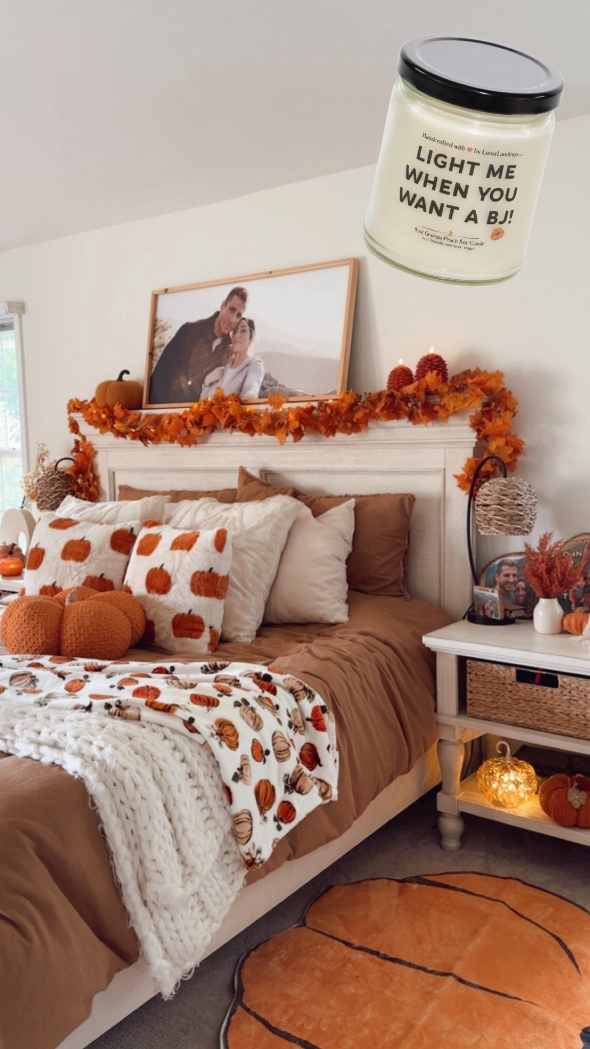 Fall bedroom decor // funny candle 

#LTKFallSale 

#LTKSeasonal #LTKHome