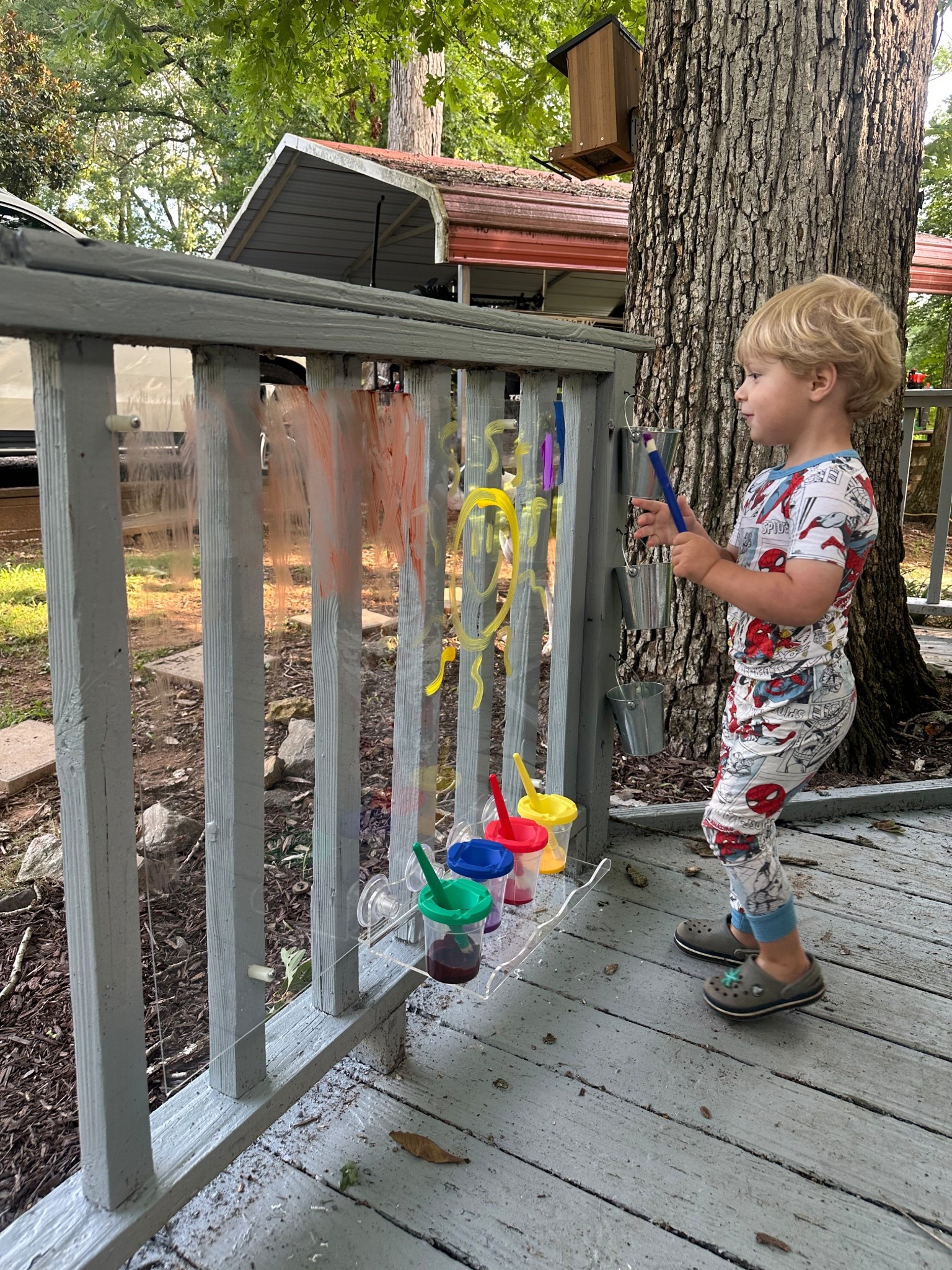 Linked all the details in this DIY play station! Super easy and affordable! Will link similar buckets, thrifted these but easy find! 