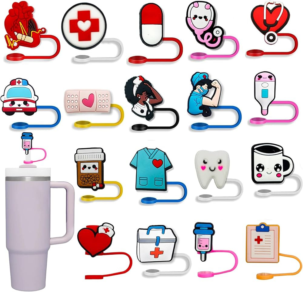 Amazon.com: 18PCS Straw Cover Cap, Cute Medical Straw Cover for Stanley 30&40 Oz Tumbler, Straw T... | Amazon (US)