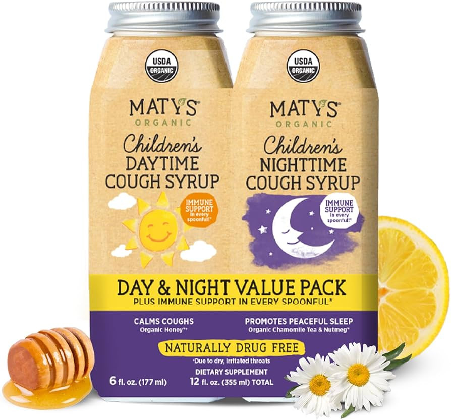 Matys Organic Kids Cough Syrup Day & Night Combo for Children 1 Year +, Soothing Cough Relief w/Z... | Amazon (US)