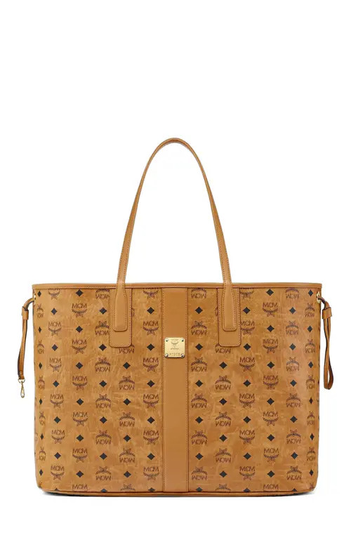 MCM Large Reversible Liz Shopper in Visetos in Cognac at Nordstrom | Nordstrom