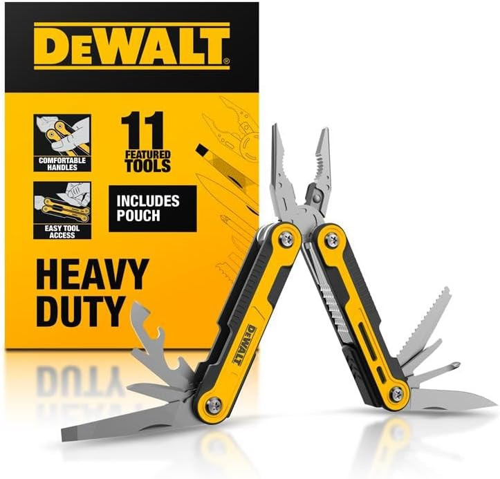 DEWALT 11-in-1 Multitool with Sheath – Folding Pocket Tool with Knife, Pliers, Screwdrivers, Sa... | Amazon (US)