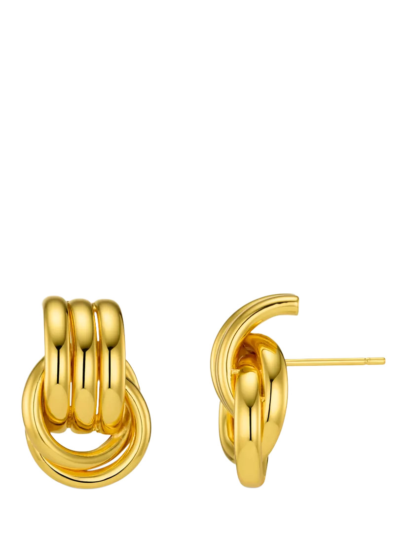Orelia Luxe Waterproof Mini Interlocking Stud Earrings, Gold | John Lewis (UK)