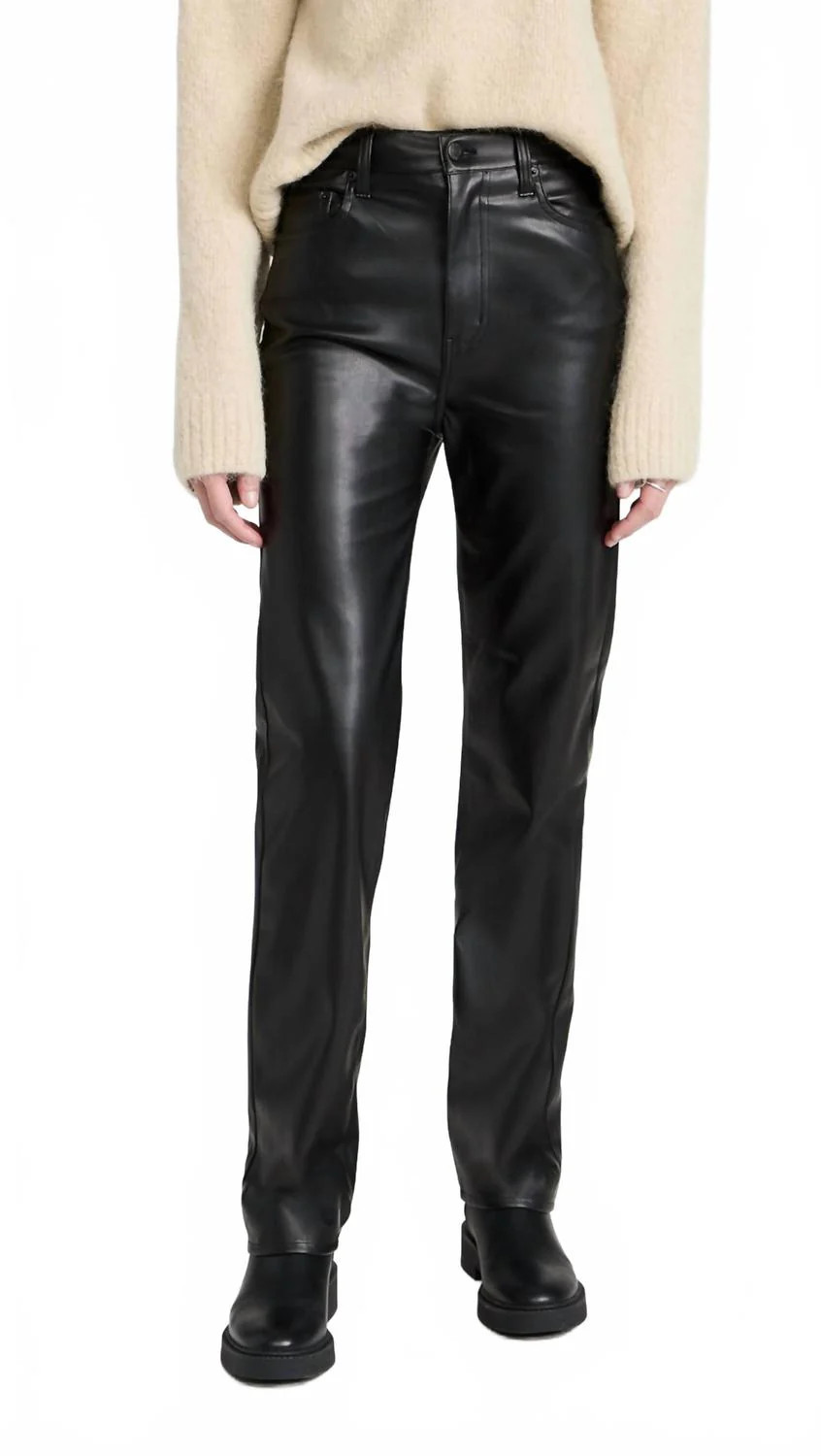 Cassie Straight Leg Vegan Leather Pants In Slate Black | Shop Simon