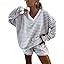 Melliflo Women 2 Piece Outfits Lounge Sets Striped Print Long Sleeve V Neck Sweatshirt and Shorts... | Amazon (US)
