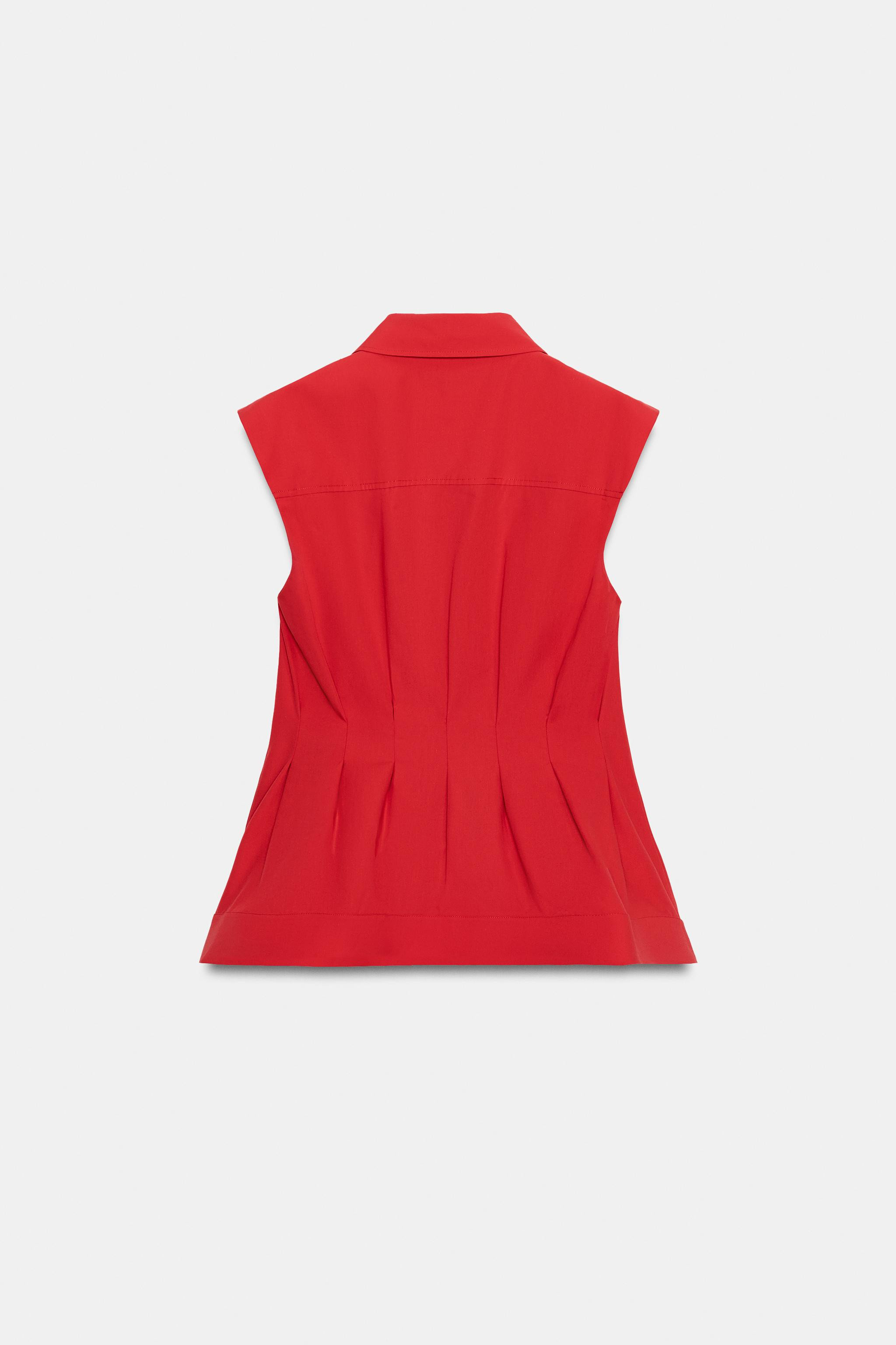 ZW COLLECTION PLEATED SLEEVELESS SHIRT | Zara US