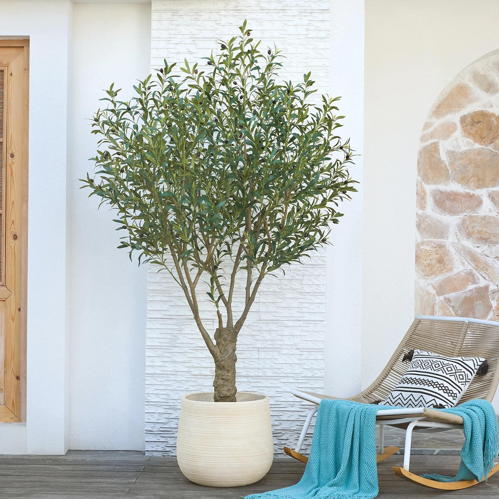 DR.Planzen 7FT Giant Artificial Olive Tree, Tall Silk Faux Olive Tree with Massive Trunk Base, La... | Walmart (US)