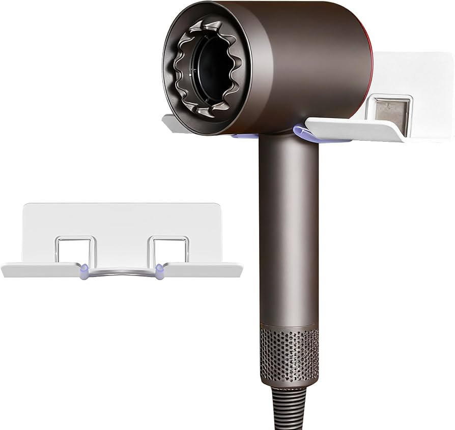 Amazon.com: Hair Dryer Holder, Wall-Mounted Adhesive Rack with Open Slot Design for Bathroom Stor... | Amazon (US)