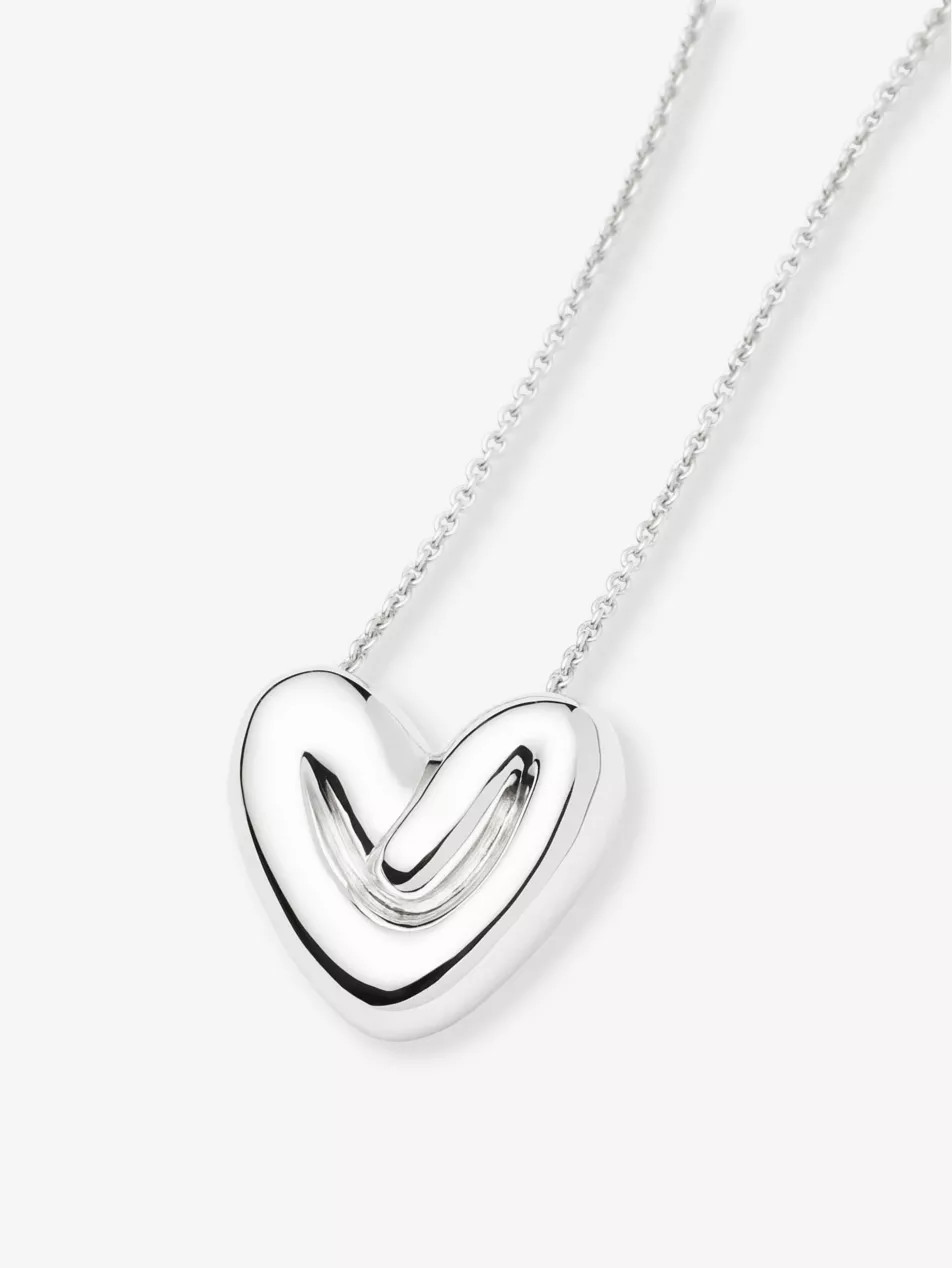 Puffy Heart Rhodium-Plated Brass Necklace | Selfridges