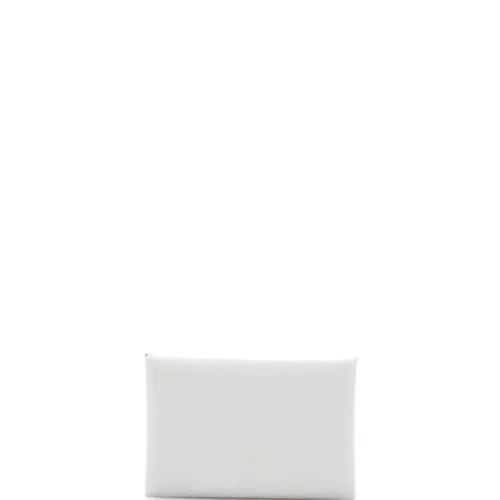 Pre-Owned Hermes Calvi Duo Card Holder Chevre Mysore in Grey at Nordstrom | Nordstrom