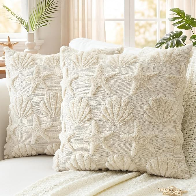 Artscope Summer Ocean Starfish Seashell Pillow Covers 18x18 Set of 2 Decorative Beach Coastal The... | Amazon (US)