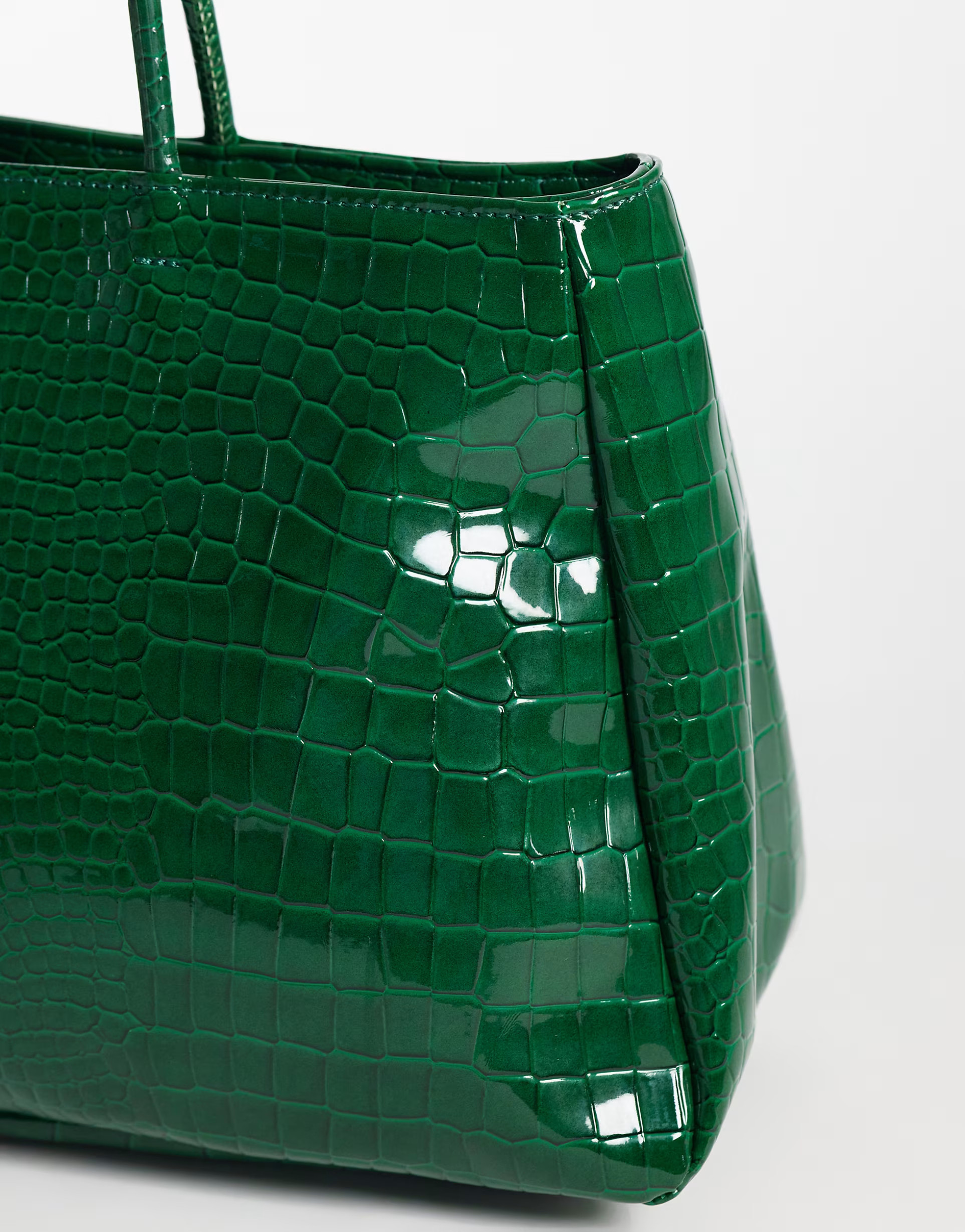PASQ minimal shoulder bag in green croc | ASOS (Global)