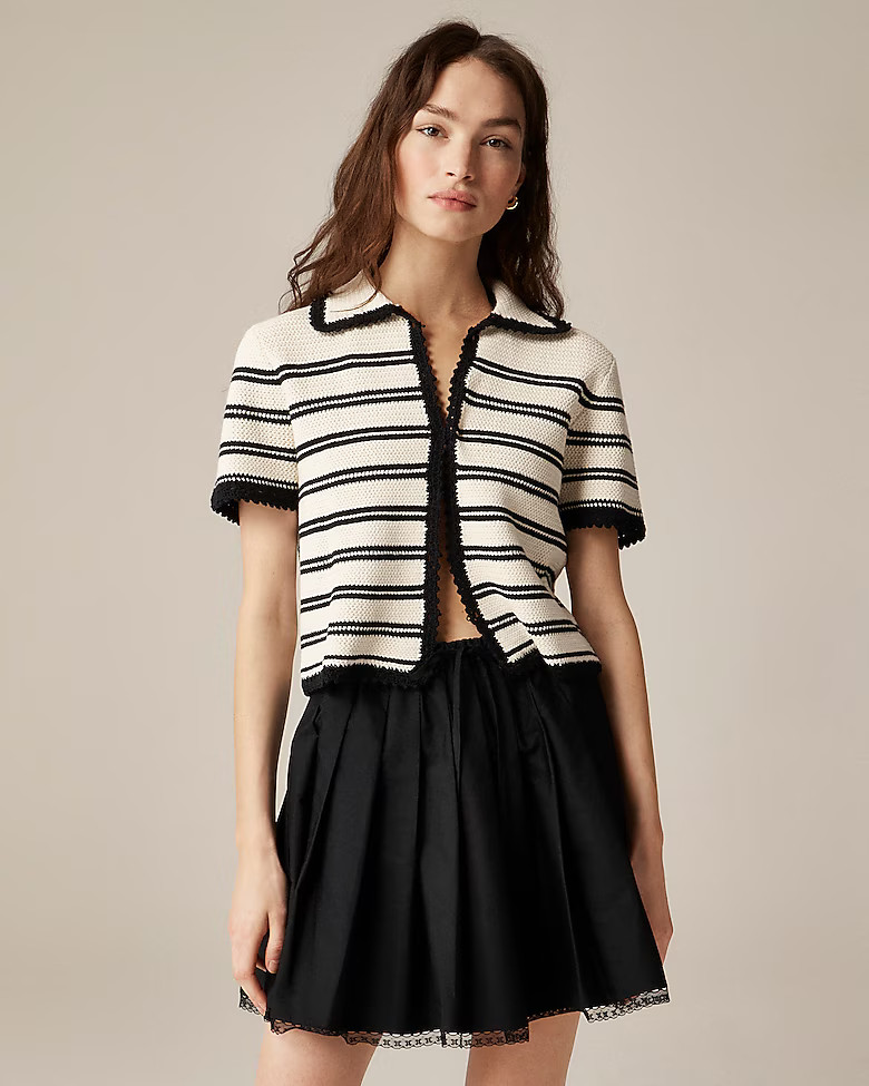 Crochet short-sleeve cardigan in stripe | J. Crew US