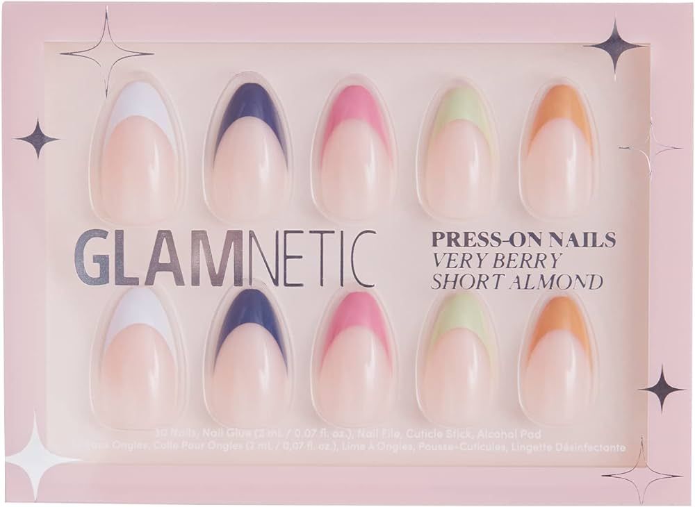 Glamnetic Press On Nails - Very Berry | Glossy, Semi-Transparent, Short Almond Nails, Reusable | ... | Amazon (US)