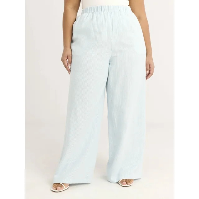 Scoop Women's Linen Blend Wide Leg Pants, 32" Inseam, Sizes XS-XXL | Walmart (US)