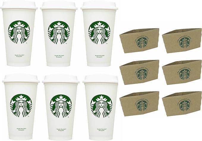 Starbucks Travel Coffee Cup Reusable Recyclable Spill-proof BPA Free Grande 16 Oz Pack of 6 with ... | Amazon (US)