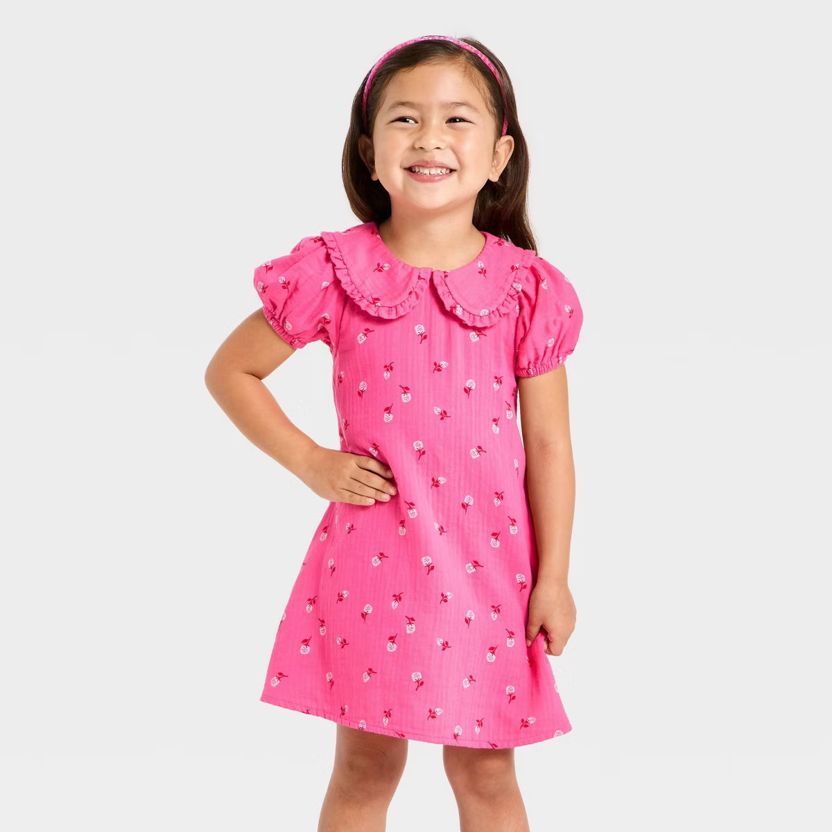 Toddler Girls' Long Sleeve Ruffle Dress - Cat & Jack™ Rose Pink | Target