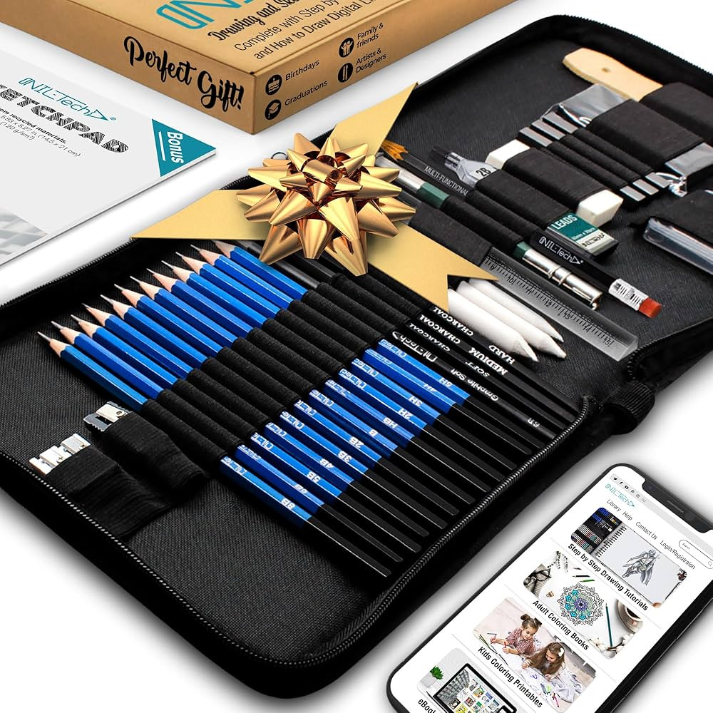 Premium Quality Sketch to Shade Art Supplies 37 Pcs Art Set - Includes Exclusive Drawing Tutorial... | Amazon (US)