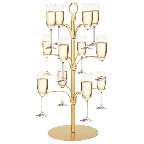 ALIMOTA Cocktail Tree Stand for Drinks Champagne Tower Wine Glasses Holder, 3 Tier 12 Holders, Bar Home Drinks Tree Display Suitable for Gin, Cocktails, Champagne, Wine | Amazon (US)