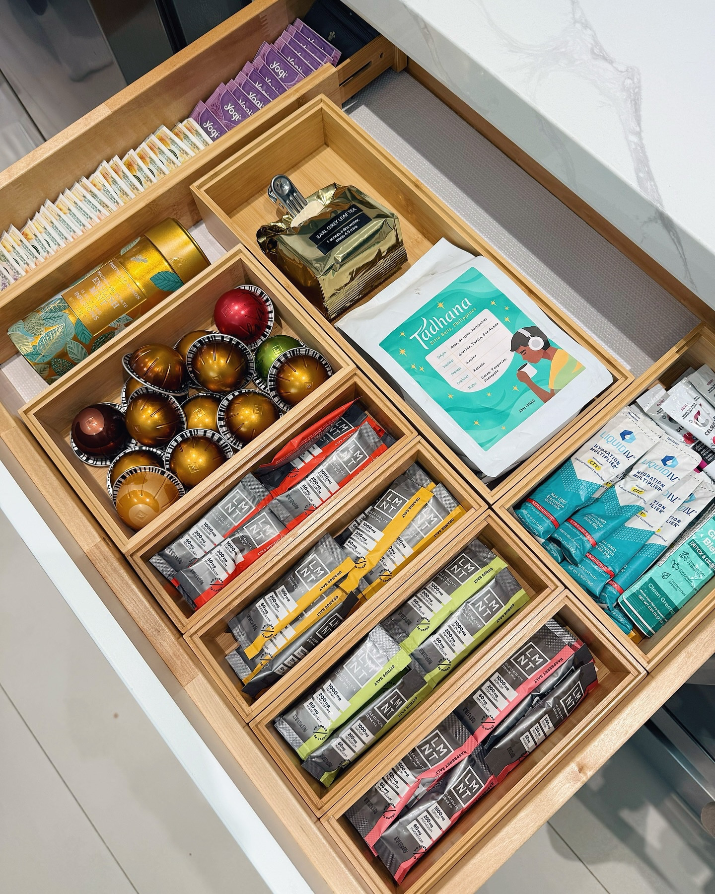 Love when we get to create customized zones for our clients that look beautiful too! This client had extra space for us to create a drink drawer for her filled with coffee, tea, and electrolytes! 

She also wanted her spices and some pantry items decanted so we set those up for her. Definitely helps make you more motivated to cook!!

All of these areas allow our client to see what she has and how much she has left, making it super easy to know when she needs more and to avoid rebuying things she already has.
•
•
•
#kitchenorganization #spiceorganization #teadrawer #coffeedrawer #drinkdrawer #homeorganizing #homeorganizer #getorganized #losangelesorganizer #losangelesorganizers

#LTKHome