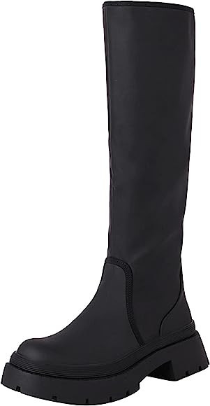 vivianly Women Knee High Boots Round Toe Side Zipper Booties Low Chunky Heel Boots | Amazon (US)