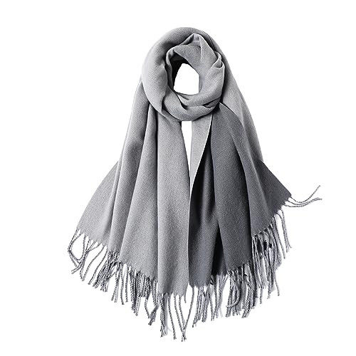 maamgic Womens Scarf Large Pashmina Shawls and Wraps Light Blanket Scarf for Evening Dress Warm Daily Travel Office Grey and Dark Grey | Amazon (US)