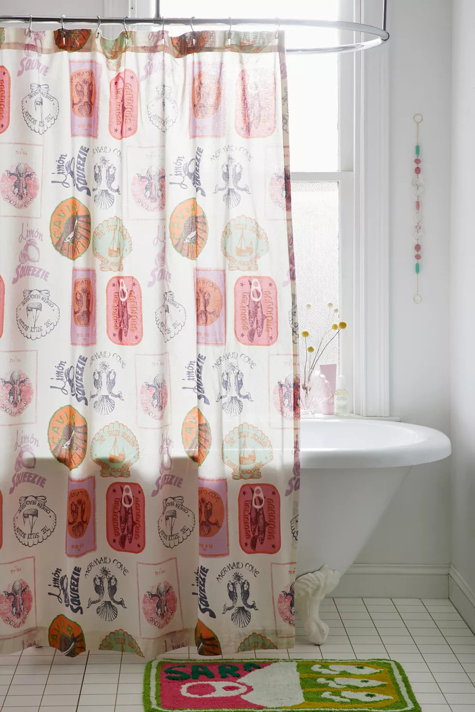 Coastal Vibes Patterned Shower Curtain | Urban Outfitters (US and RoW)
