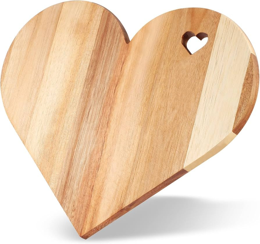 Heart Shaped Cutting Board, Acacia Wood Bread Board Cheese Serving Platter Serving Charcuterie Bo... | Amazon (US)