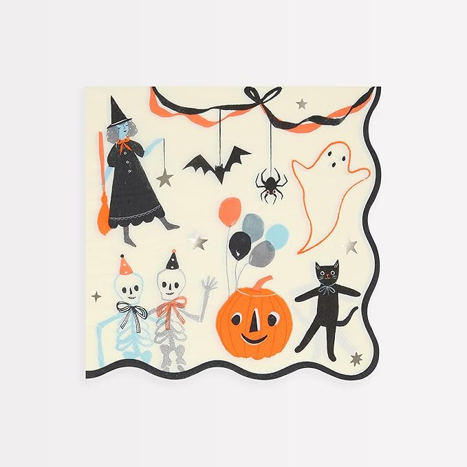 Meri Meri Halloween Napkins (Pack of 16), Thick 3-Ply Shaped Disposable Paper Napkins, Halloween ... | Amazon (US)