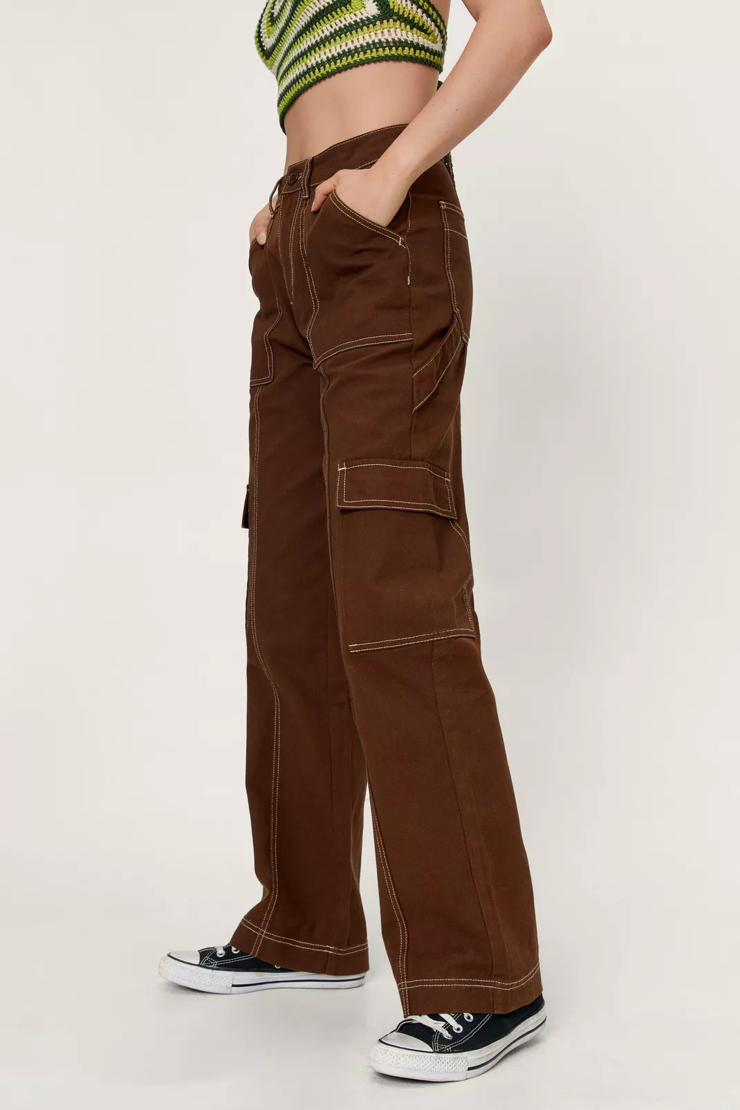 Twill Utility Pocket Detail Pants | Nasty Gal (US)