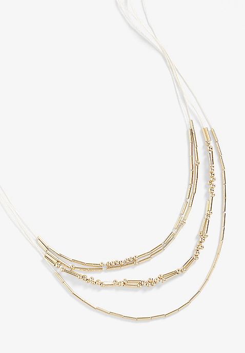 Gold Beaded Layered Necklace | Maurices