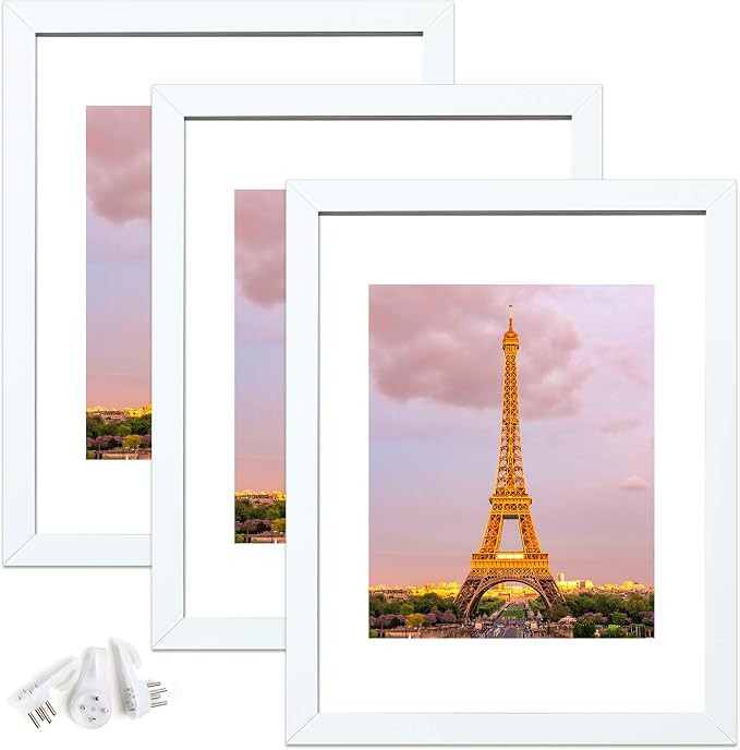 upsimples 11x14 Picture Frame Set of 3, Made of High Definition Glass for 8x10 with Mat or 11x14 ... | Amazon (US)